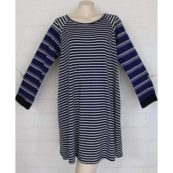 NWT Umgee Large Colorful Striped Cotton Blend Knit Long Sleeve Dress - Picture 1 of 4